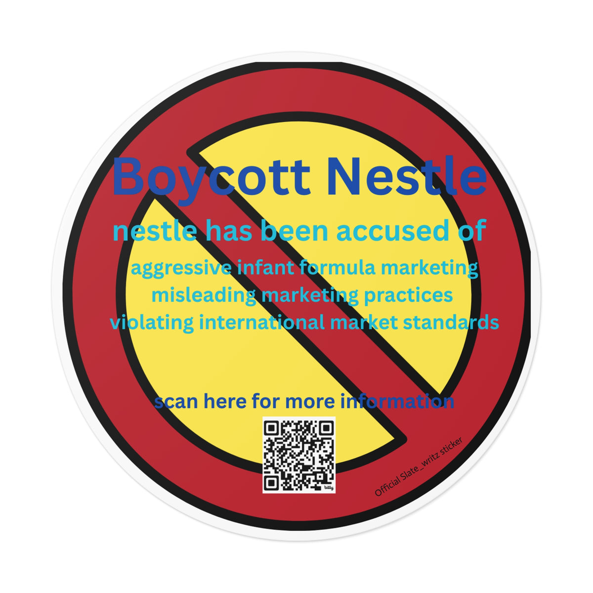 The official #boycottnestle stickers