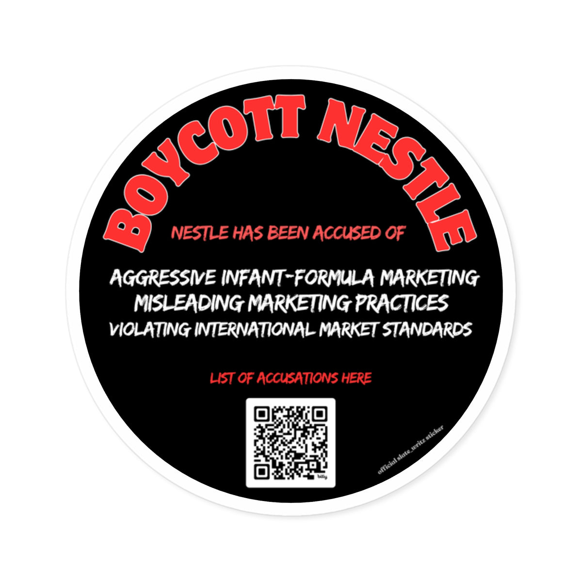 The one and only official #Boycottnestle sticker