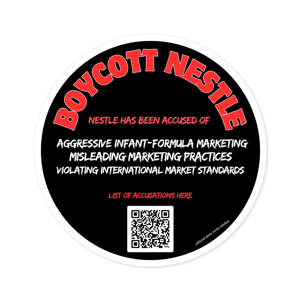 The one and only official #Boycottnestle sticker